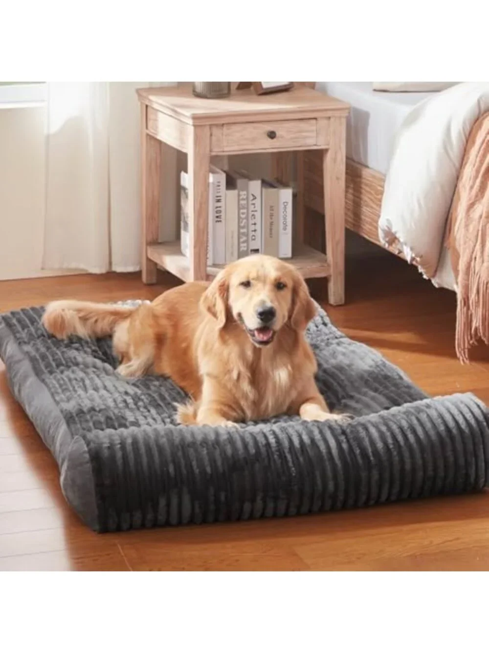 Cozy Large Dog Bed with Pillow, Supportive Bolster, Non-Slip Bottom, Soft Pet